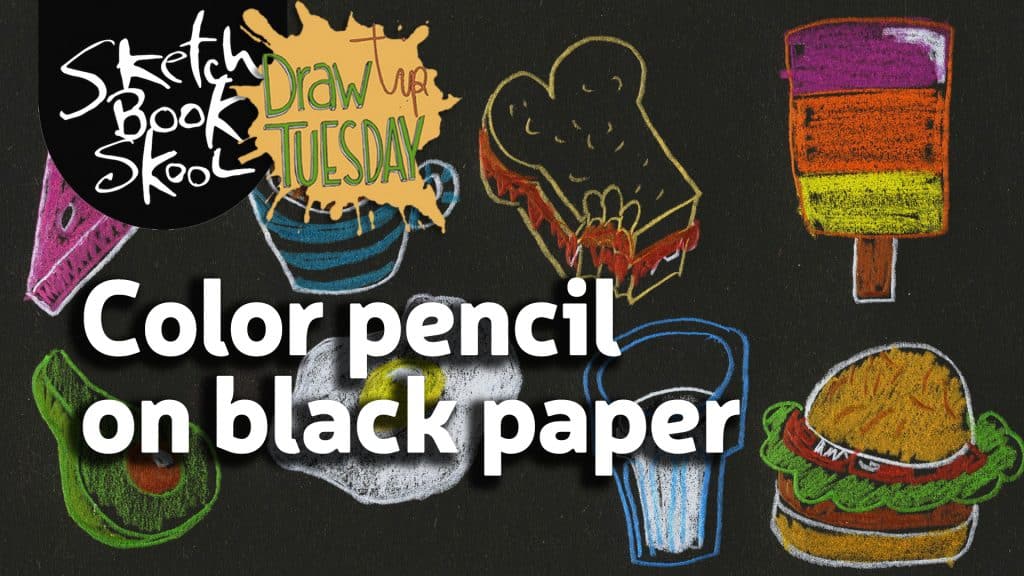colored pencil on black paper
